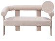 2 Seater Sofa Light Beige Boucle Upholstery Retro Design Upholstered Legs Living Room Beliani