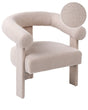 Armchair Light Beige Boucle Upholstery Retro Design Upholstered Legs Living Room Beliani