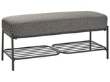 Shoe Bench Black Fabric Upholstered 100 x 36 cm Hallway Bench with Shelf Padded Seat Beliani