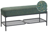Shoe Bench Multicolour Fabric Upholstered 100 x 36 cm Hallway Bench with Shelf Padded Seat Beliani
