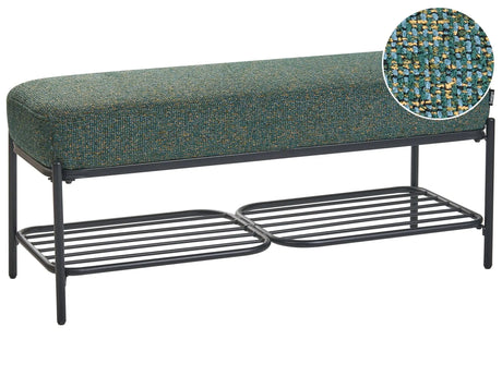 Shoe Bench Multicolour Fabric Upholstered 100 x 36 cm Hallway Bench with Shelf Padded Seat Beliani