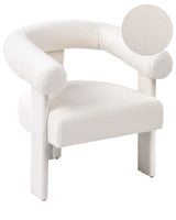 Armchair Light Off-White Boucle Upholstery Retro Design Upholstered Legs Living Room Beliani
