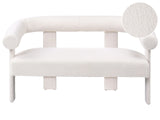 2 Seater Sofa Off-White Boucle Upholstery Retro Design Upholstered Legs Living Room Beliani