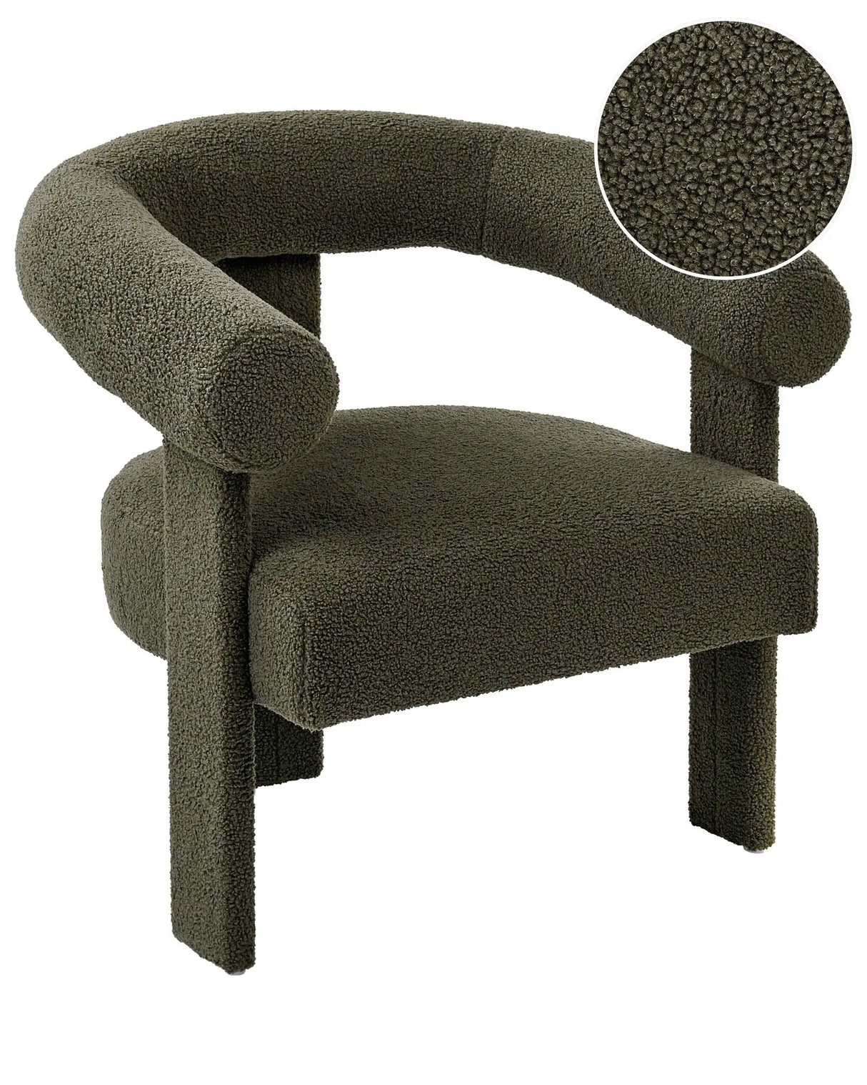 Armchair Green Boucle Upholstery Retro Design Upholstered Legs Living Room Beliani