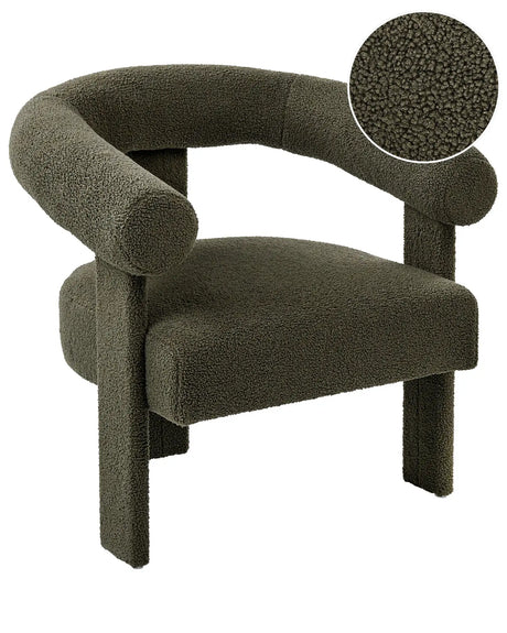 Armchair Green Boucle Upholstery Retro Design Upholstered Legs Living Room Beliani