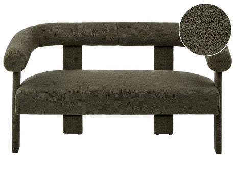 2 Seater Sofa Green Boucle Upholstery Retro Design Upholstered Legs Living Room Beliani
