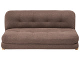 Sofa Bed Brown Faux Linen Upholstery Wooden Legs 2 Seater Sleeping Function Quilted Living Room Bedroom Guest Room Beliani