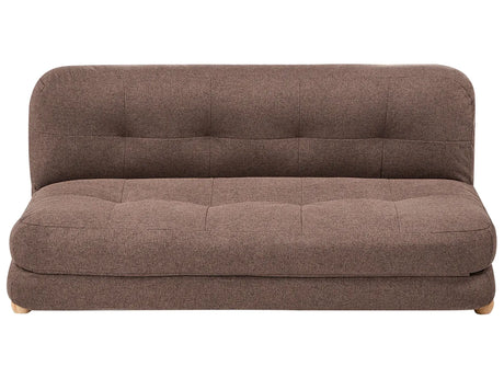 Sofa Bed Brown Faux Linen Upholstery Wooden Legs 2 Seater Sleeping Function Quilted Living Room Bedroom Guest Room Beliani