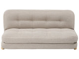 Sofa Bed Beige Faux Linen Upholstery Wooden Legs 2 Seater Sleeping Function Quilted Living Room Bedroom Guest Room Beliani