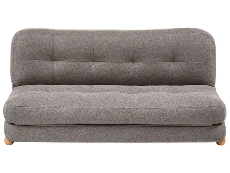 Sofa Bed Dark Grey Faux Linen Upholstery Wooden Legs 2 Seater Sleeping Function Quilted Living Room Bedroom Guest Room Beliani