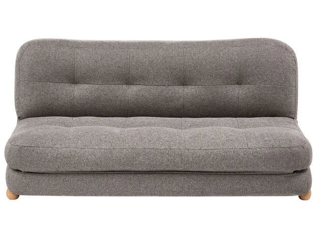 Sofa Bed Dark Grey Faux Linen Upholstery Wooden Legs 2 Seater Sleeping Function Quilted Living Room Bedroom Guest Room Beliani