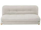 Sofa Bed Off-White Faux Linen Upholstery Wooden Legs 2 Seater Sleeping Function Quilted Living Room Bedroom Guest Room Beliani
