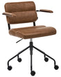 Office Chair Brown Faux Leather Swivel Adjustable Height with Armrests Home Office Study Traditional Beliani