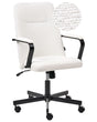 Office Chair White Boucle Swivel Adjustable Height with Armrests Home Office Study Traditional Modern Beliani