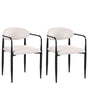 Set of 2 Dining Chairs Light Beige Polyester Upholstery Metal Frame Mid-Century Modern Style Beliani