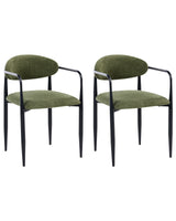 Set of 2 Dining Chairs Green Polyester Upholstery Metal Frame Mid-Century Modern Style Beliani