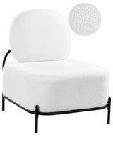 Armchair White Boucle Upholstery Metal Frame Retro Inspired Style Beliani