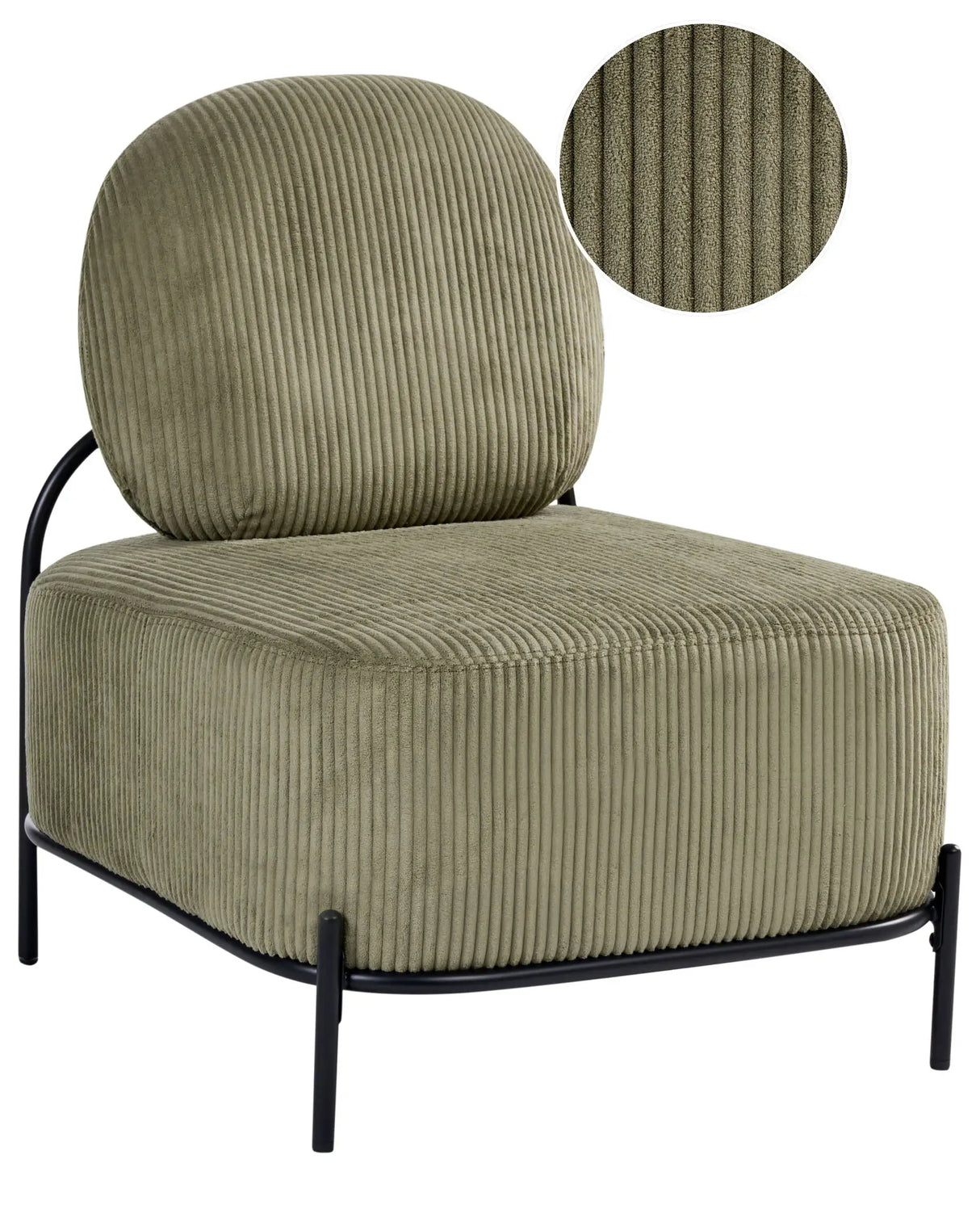 Armchair Green Corduroy Upholstery Metal Frame Retro Inspired Style Beliani