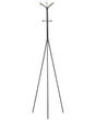 Coat Rack Black Steel Metal 176 cm Freestanding Clothes Stand Wooden Accents 6 Hooks Modern Hallway Beliani