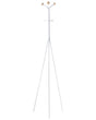 Coat Rack White Steel Metal 176 cm Freestanding Clothes Stand Wooden Accents 6 Hooks Modern Hallway Beliani