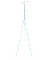 Coat Rack Light Blue Steel Metal 176 cm Freestanding Clothes Stand Wooden Accents 6 Hooks Modern Hallway Beliani