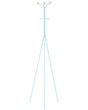 Coat Rack Light Blue Steel Metal 176 cm Freestanding Clothes Stand Wooden Accents 6 Hooks Modern Hallway Beliani