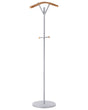 Coat Rack Silver Steel Metal 130 cm Freestanding Clothes Stand Wooden Accents 3 Hooks Modern Hallway Beliani