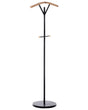Coat Rack Black Steel Metal 130 cm Freestanding Clothes Stand Wooden Accents 3 Hooks Modern Hallway Beliani
