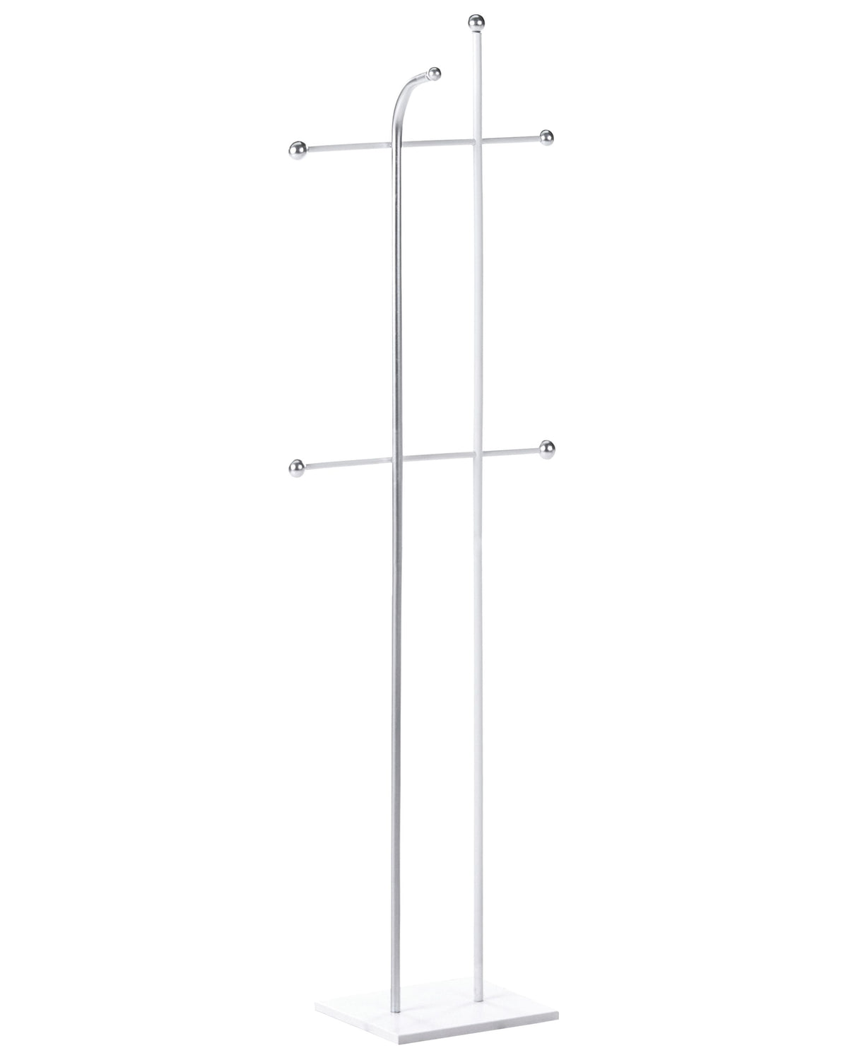 Coat Rack Silver Steel Metal 162 cm Freestanding Clothes Stand 6 Hooks Modern Hallway Beliani