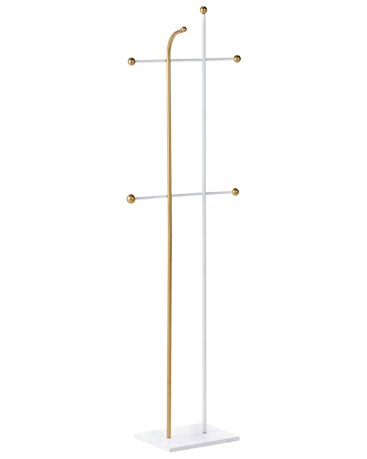 Coat Rack Gold Steel Metal 162 cm Freestanding Clothes Stand 6 Hooks Modern Hallway Beliani