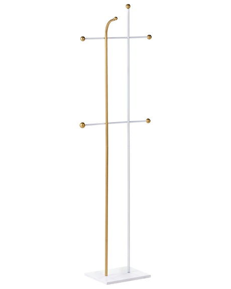 Coat Rack Gold Steel Metal 162 cm Freestanding Clothes Stand 6 Hooks Modern Hallway Beliani