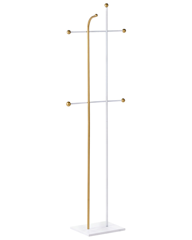 Coat Rack Gold Steel Metal 162 cm Freestanding Clothes Stand 6 Hooks Modern Hallway Beliani