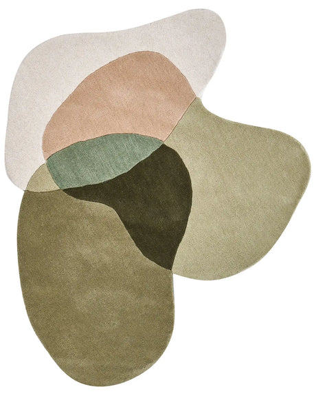 Area Rug Multicolour Wool 140 x 140 cm Irregular Kidney Shape Accent Rug Beliani