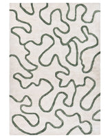 Area Rug Light Beige with Green Viscose Abstract Pattern 160 x 230 cm Modern Glam Style Beliani