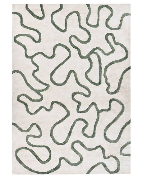 Area Rug Light Beige with Green Viscose Abstract Pattern 160 x 230 cm Modern Glam Style Beliani