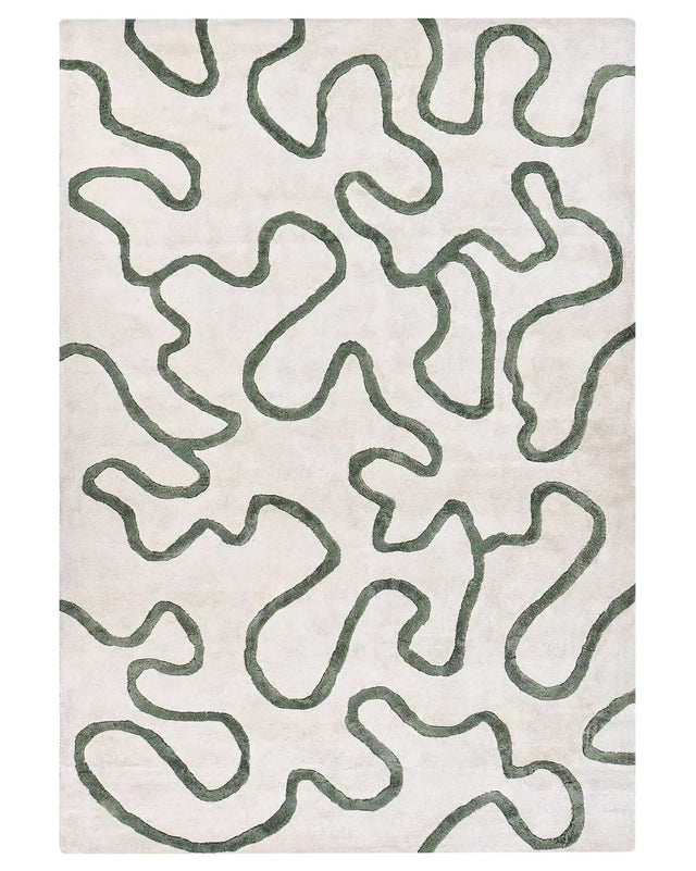 Area Rug Light Beige with Green Viscose Abstract Pattern 160 x 230 cm Modern Glam Style Beliani