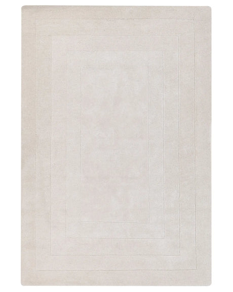 Area Rug Light Beige Viscose and Wool Solid Pattern 160 x 230 cm Modern Glam Style Beliani