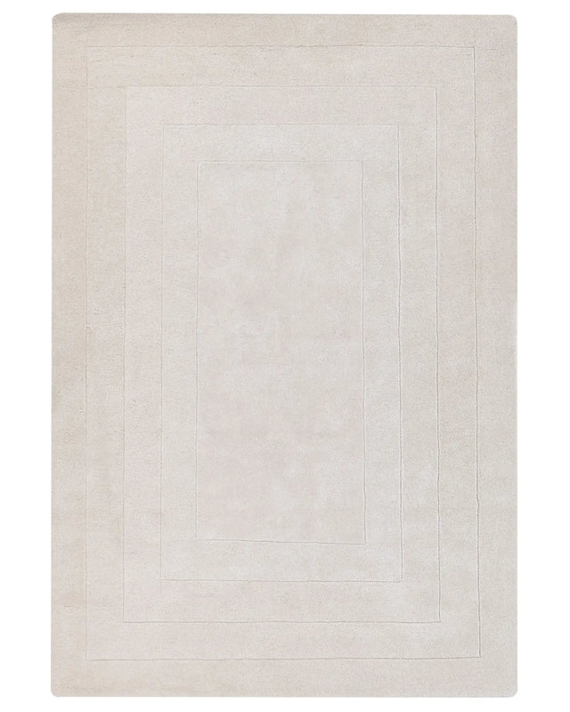 Area Rug Light Beige Viscose and Wool Solid Pattern 160 x 230 cm Modern Glam Style Beliani