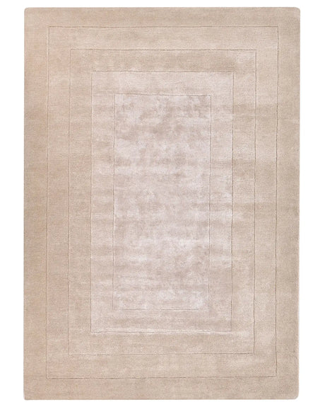 Area Rug Beige Viscose and Wool Solid Pattern 160 x 230 cm Modern Glam Style Beliani