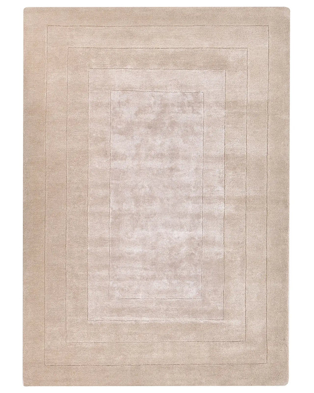 Area Rug Beige Viscose and Wool Solid Pattern 160 x 230 cm Modern Glam Style Beliani