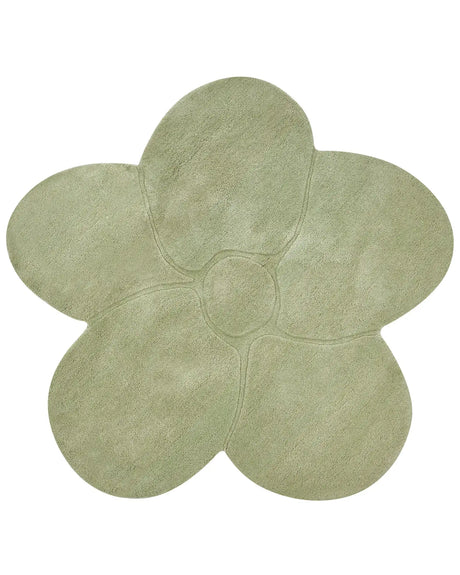 Area Rug Light Green Wool 140 x 140 cm Irregular Flower Shape Accent Rug Beliani