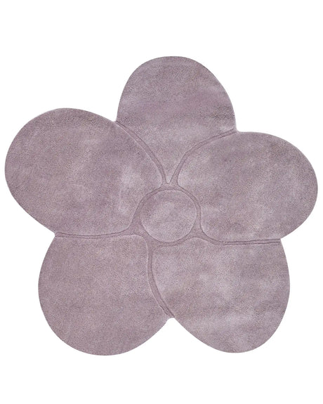 Area Rug Violet Wool 140 x 140 cm Irregular Flower Shape Accent Rug Beliani