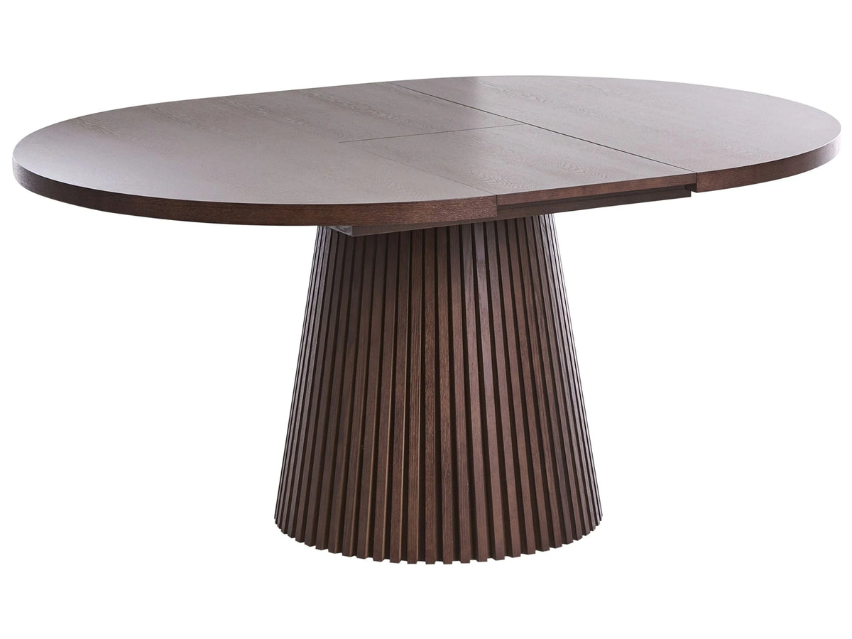 Dining Table Dark Ash Wood  MDF Top Legs Extendable Modern Industrial Style Beliani