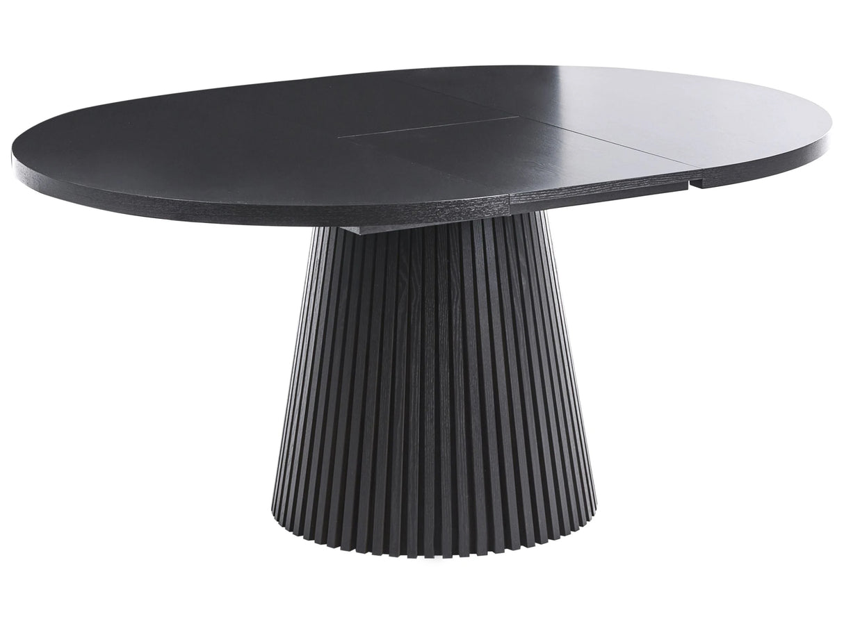 Dining Table Black Ash Wood  MDF Top Legs Extendable Modern Industrial Style Beliani