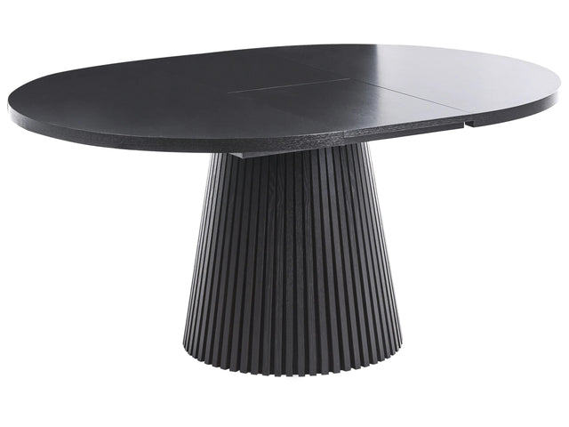 Dining Table Black Ash Wood  MDF Top Legs Extendable Modern Industrial Style Beliani
