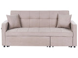 Sofa Bed Taupe Fabric Upholstered Sleeping Function Decorative Tufting with Cushions Modern Living Room Beliani