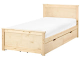 Storage Bed with 4 Drawers Natural Pine Wood MDF Birch Wood EU Single Size 3ft Headboard Scandinavian Beliani