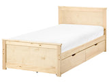 Storage Bed with 2 Drawers Natural Pine Wood MDF Birch Wood EU Single Size 3ft Headboard Scandinavian Beliani