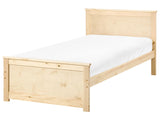 Storage Bed Natural Pine Wood MDF Birch Wood EU Single Size 3ft Headboard Scandinavian Beliani