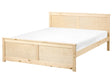 Storage Bed Natural Pine Wood MDF Birch Wood EU Double Size 4ft6 Headboard Scandinavian Beliani